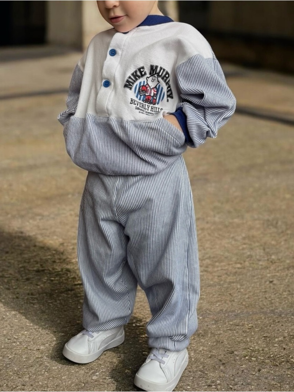 Blue & White Striped Kids Bottoms